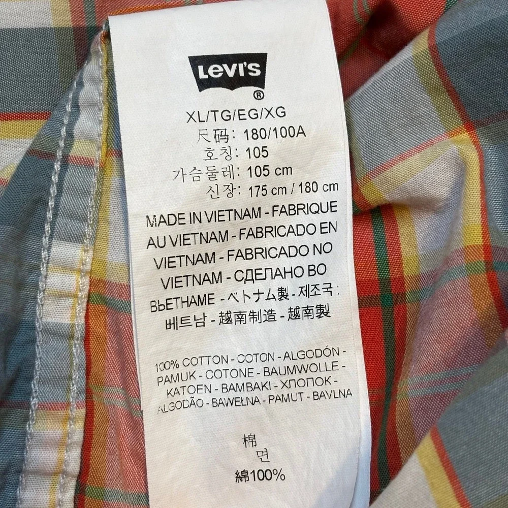 Levi's Pearl Snap Shirt Plaid Cotton Long Sleeve (C20)‎